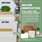 Aheroi Natural Dish Sponge, 32 Count Plant-Based Biodegradable Compostable Kitchen Sponges for Dishes Bulk, Organic Eco Friendly Cleaning Sponge for Bathroom, Household, Non Scratch Non Toxic