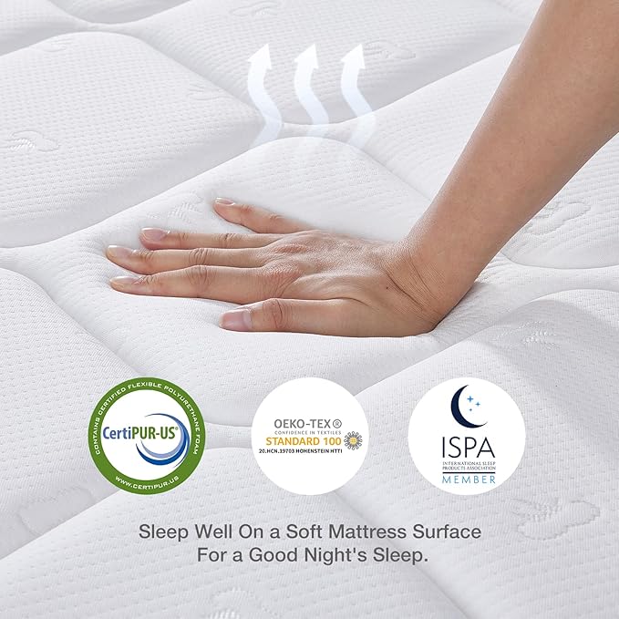 Novilla Queen Size Mattress, 10 Inch Queen Hybrid Mattress in a Box, Pocket Innerspring Mattresses for Motion Isolation, Pressure Relief, Sopportive & Firm Feel