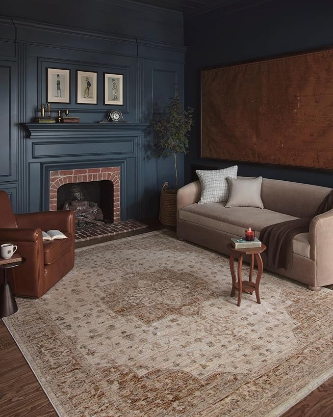 Loloi Magnolia Home by Joanna Gaines Junie Collection JUE-04 Natural/Clay 5'-3" x 5'-3", .38" Pile Height, Round Area Rug