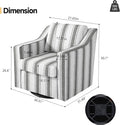 Pia Ricco 360° Swivel Accent Chair, Oversized Modern Striped Fabric Armchair with Removable Cover for Living Room and Reception