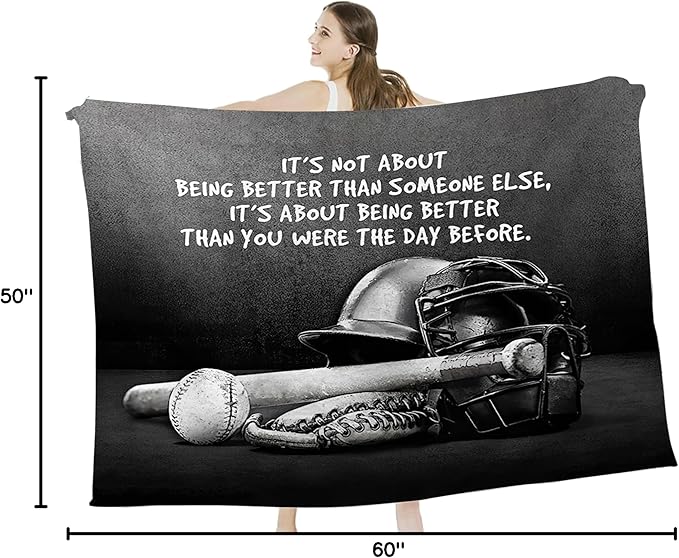 Baseball Throw Blanket for Kids & Adults - Soft, Warm, Cozy Fleece for Couch, Sofa, Bed - 50"x60"
