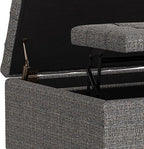 SIMPLIHOME Harrison 30 inch Wide Transitional Square Small Coffee Table Storage Ottoman in Ebony Tweed Polyester, Assembled, for The Living Room and Bedroom