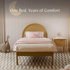 Babyletto Bondi Twin Bed for Kids - GREENGUARD Gold Certified - Twin Bed Frames with Arched Headboard - Universal Mattress Fit - No Box Spring Needed, Perfect for Boys/Girls Room & Guest Rooms, Honey