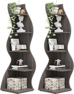 Tribesigns Corner Shelf, Modern 5-Tier Wall Corner Bookshelf, Stylish Corner Small Bookcase Storage Rack Plant Stand with Unique Shape for Living Room, Home Office