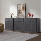 SICOTAS Buffet Cabinet with Storage - Accent Fluted Storage Cabinet with 6 Doors & 3 Drawers Sideboard Credenza Buffet Table Console Cabinets for Living Room Kitchen Dining Room Entryway Office