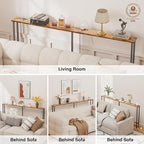 70" Narrow Console Sofa Table - 2 Power Outlets & 4 USB Ports, Metal Frame, Rustic Brown, Perfect for Hallway, Office, and Behind Sofa - Easy Assembly, 4.9' Extension Cord Included