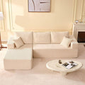 107" Boneless Couch with Deep Seat, Modular Sectional Sofa, Cloud Sectional Couch for Living Room, No Assembly Required, Corduroy, L-Shape Left，White