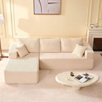 107" Boneless Couch with Deep Seat, Modular Sectional Sofa, Cloud Sectional Couch for Living Room, No Assembly Required, Corduroy, L-Shape Left，White