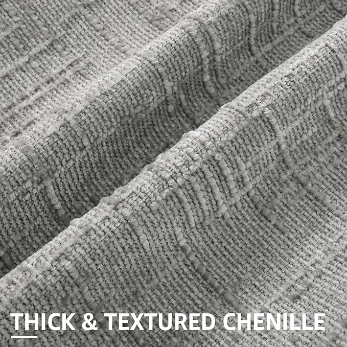 decorUhome Neutral Grey Chenille Throw Pillow Covers 24x24 Set of 2 Thick Textured Slubby Couch Pillow Covers Farmhouse Accent Modern Neutral Decorative Pillow Cases for Bed Sofa Living Room