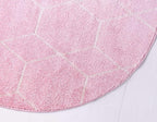 Unique Loom Trellis Frieze Collection Area Rug - Geometric (4' 1" Round, Light Pink/ Ivory)
