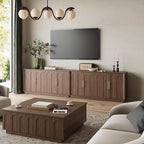 Sideboard Buffet Cabinet with Storage, Mid Century Modern Accent Cabinet with Arched Doors, Modular Media Console, Minimalist Credenza for Living Room Kitchen Dining Room Entryway, Walnut