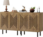 Tribesigns Set of 2 Sideboard Buffet with Storage, 59" Buffet Sideboard Cabinet with Adjustable Shelves, Accent Storage Cabinet for Living Room, Natural