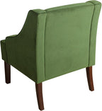 Mid Century Modern Accent Chair Wingback Living Room Chair Comfy Upholstered Scooped Armchair Fabric Side Chair with Wood Legs for Small Space, Bedroom, Apartment, Office, Waiting Room (Green)