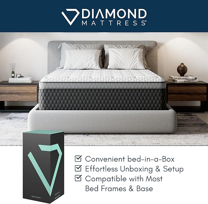Diamond Mattress EquaLite Copper Cooled Hybrid Mattress, Queen Mattress 11-inch Firm, Greenguard Gold, CertiPUR-US Certified, Fiberglass-Free, Made in USA