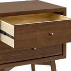 Babyletto Palma 2-Drawer Assembled Nightstand in Natural Walnut, GREENGUARD Gold Certified, Mid-Century Modern Design