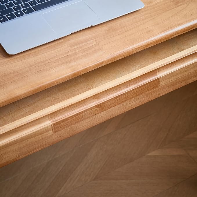 40"x24" Solid Wood Desk with Drawers,Wood Writing Desk for Small Spaces, Home Office Desks for Work, Gaming Study PC Desk for Bedroom, Student Computer Desks(Natural Wood Color, 40 inch)