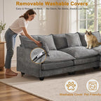 77" Cloud Chenille Sofa Set with Pillows, Deep Seat Loveseat Couch for Apartments, Space Saving 2-Seater with Solid Wood Frame, Easy Assembly (1YR Guarantee)