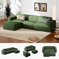 Marsail Modular Sectional Sofa, 111" L-Shaped Cloud Boneless Sectional Couch with Deep Seat, Freely Combinable Modern Sofa for Living Room, No Assembly, Plush Corduroy Fabric, Green