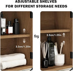 RUSTOWN Rattan Bathroom Wall Cabinet, Boho Over The Toilet Storage Cabinet with Arched Rattan Doors, Modern Medicine Cabinet with Adjustable Shelves & Towel Bar, Bathroom Organizer(Rustic Oak, Small)