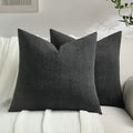 FUTEI Black Chenille Throw Pillow Covers 24x24 Inch Set of 2,Soft Striped & Diamond Textured European Cushion Cases,Modern Home Decor for Couch Living Room