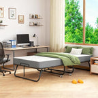 Pataku Folding Bed with Mattress, Twin Foldable Bed, Roll Away Beds for Adults, 75" x 31" Roll Away Portable Beds with 5" Mattress, Folded Frame for Small Apartment, Guest Room