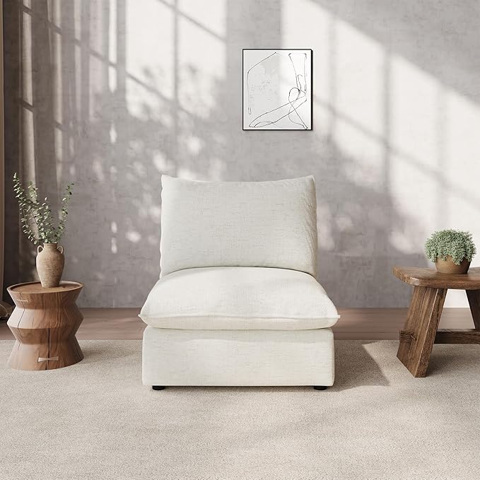 Waterproof Cloud Sectional Couches,High Backrest Down Filled Sofa for Living Room,Modular Sofas Spill & Stain-Resistant Cloud Couch,Detachable Couch Covers,Cream White