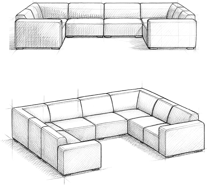 SIMPLIHOME Rex U-Shaped Sectional Modular Sofa in Full-Grain Genuine Leather, Sienna, 144-inches Wide, Handcrafted Modern-Style Large Leather Couch for Living Room