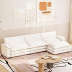 Furniwell Modular Sectional Sofa with Moveable Ottoman, Oversized 3-Seater Couch with Supportive Backrest, Chenille Convertible Sofa Couches for Living Room/Apartment (Whtie, L Shaped)