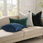 decorUhome Christmas Green Chenille Throw Pillow Covers 12x20 Set of 2 Thick Textured Slubby Couch Pillow Covers Farmhouse Accent Modern Neutral Decorative Pillow Cases for Bed Sofa Living Room