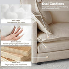 Modular Sectional Sofa, 146.5 Inch L-Shaped Cloud Sofa with Deep Seat Chenille Sofa with Cushions, Four Seater Sectional Sofa for Living Room Apartment,Light Coffee