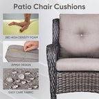 Patio Chair Cushions 5 Packs - Outside 22x24 High Back Water-Resistant Cushion with Zipper Cover for Outdoor Glider Rocking Chairs Loveseat 3-seat Couch Sofa – Grey/Buckle