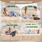 131'' U Shaped Sectional Couches with Chaise Lounge, No Assembly Required Deep Seat Modular Cloud Sofa for Living Room 1PCS, Bedroom(Khaki)