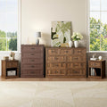 CARPETNAL Farmhouse Dresser and Nightstand Sets for Bedroom, 4 Pcs Bedroom Set, 5 Drawer & 9 Drawer Dresser and Nightstand Set of 2, Wood Chest of Drawers for Living Room, Entryway, Brown