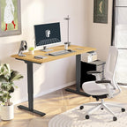FLEXISPOT E6 3 Stages Dual Motor Electric Standing Desk 55x28 Inch Whole-Piece Board Height Adjustable Electric Sit Stand Desk(Black Frame + Maple Desktop, 2 Packages)