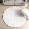 nuLOOM 5' Round Cozy Plush Area Rug, Machine Washable, Non-Slip, Soft Fluffy Shag Carpet for Living Room Bedroom Kids Room Nursery Home Decor, Nia White