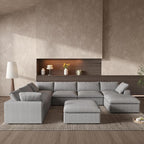 Cloud Couch Modular Sectional Sofa with Storage Ottomans,Oversized Down Filled 8 Seater Convertible Sectional Sofas, Gray Wide Deep Seat Couch for Living Room,Covers Washable&Replaceable