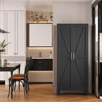 Large Metal Kitchen Pantry Cabinet with Adjustable Shelves - Freestanding Kitchen Storage Cabinet for Dining Room,Livingroom Bathroom, Hallway, Workshop, Office (Black, 61"- 0 Drawer)