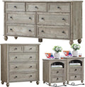 Farmhouse Dressers & Night Stand Set of 4, Wood 54" Wide Dresser & 35" Tall Chest of Drawers, 18" with Charging Station Nightstand Set of 2, Bedroom Furniture Dresser Set for Home Living Room Hallway