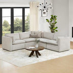 CHITA Luxury Oversized V-Shaped Sectional Sofa Couch, Premium Down Filled Cloud Modular Sectional, FSC Certified, 107''Width, 4 Seat and 1 Middle Corner for Living Room, Snow