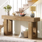 Tribesigns Farmhouse Console Table, 63-Inch Long Narrow Sofa Table Behind The Couch, Wooden Rectangular Entryway Table for Entrance, Hallway, Living Room (Natural)