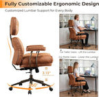 Ergonomic Office Chair Comfy with Lumbar Support, High Back Suede Leather Rolling Executive Desk Chair for Home Office & Gaming, 360° Swivel, 300lbs (Light Brown)
