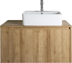 Bathroom Vanity, Natural Color Wall-Mounted Bathroom Vanity with Hidden Drawer (Nature with Sink, 36")