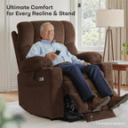 Tami Tami Dual Motor Power Lift Chair Recliner for Elderly with Massage and Heat, Infinite Position Electric Lift Recliner with Adjustable Headrest, USB (T6015 - Plush Fabric, Dark Brown, Medium)