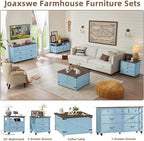 Farmhouse Dresser and Nightstand Sets, Wood 54" Wide Dresser & 24" Night Stand with Charging Station, 2 Piece Bedroom Furniture Set, Chest of Drawers for Bedroom, Home, Living Room, Hallway