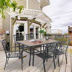 PHI VILLA Set of 6 Stackable Wrought Iron Patio Dining Chairs, Portable Black Outdoor Bistro Deck Metal Chairs, Support 300 lbs, Ideal for Garden, Backyard, Lawn