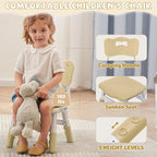 Adjustable Kids Table Chairs Set – Graffiti Desktop, Multi-Activity Height-Adjustable Toddler Study Desk for Ages 3-8 – Ideal for Home, Classroom, Daycare (W-Brown, 4 Chairs-31.5" L x 23.6" W)