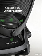Marsail Ergonomic Office Chair with Adjustable Lumbar Support, 3-Way PU Armrests & Breathable Mesh for Home Office and Gaming