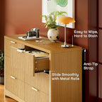 Marsail 6 Drawer Wooden Dresser with Smooth-Glide Drawers, Modern Storage Solution for Bedrooms, Living Rooms, and Hallways, Featuring Large Capacity and an Elegant Natural Wood Finish, Natural Oak