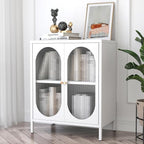 Small White Cabinet with High Feet, Metal Pantry Cabinet with Adjustable Shelf, Storage for Room, Office, Living Room,Dining Room,Sideboard, Hallway and Entryway