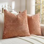FUTEI Rust Flannel Throw Pillow Covers 18x18 Inch Set of 2,Soft Dimensional Textured Cushion Cases,Modern Home Decor for Couch Living Room